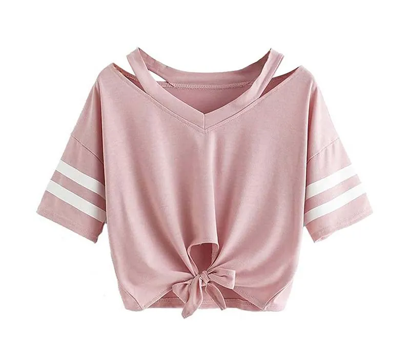 Tie-Front Varsity Crop Tee