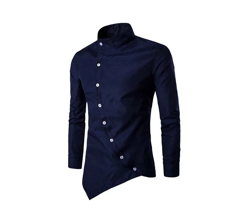 Slim-Fit Asymmetric Button Shirt