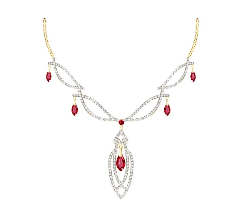 Ruby Drop Silver Pendant Necklace