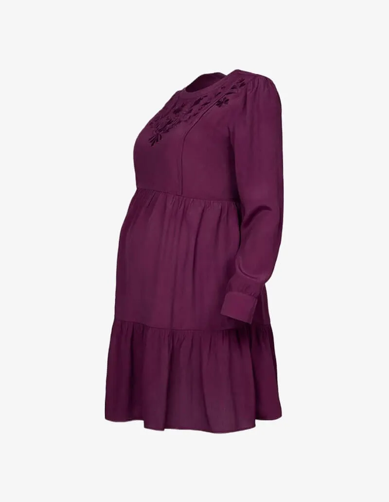 Plum Smocked Midi Dress