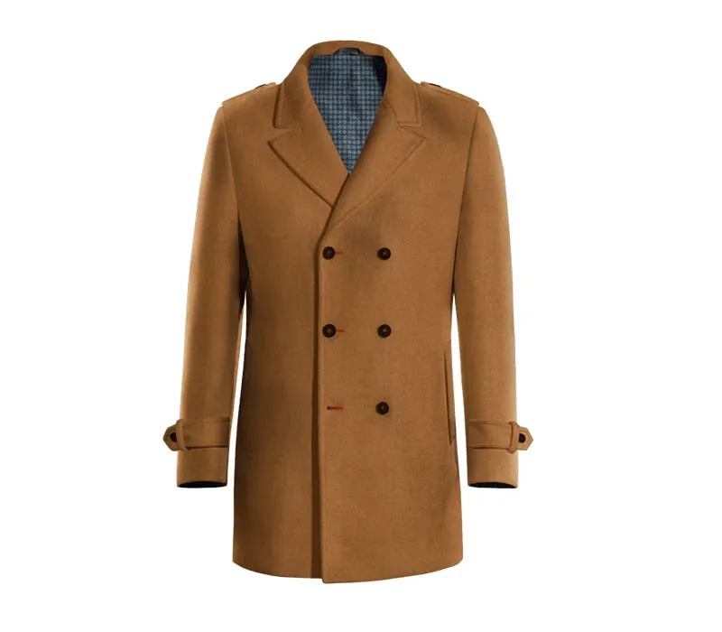 Double-Breasted Wool Blend Coat
