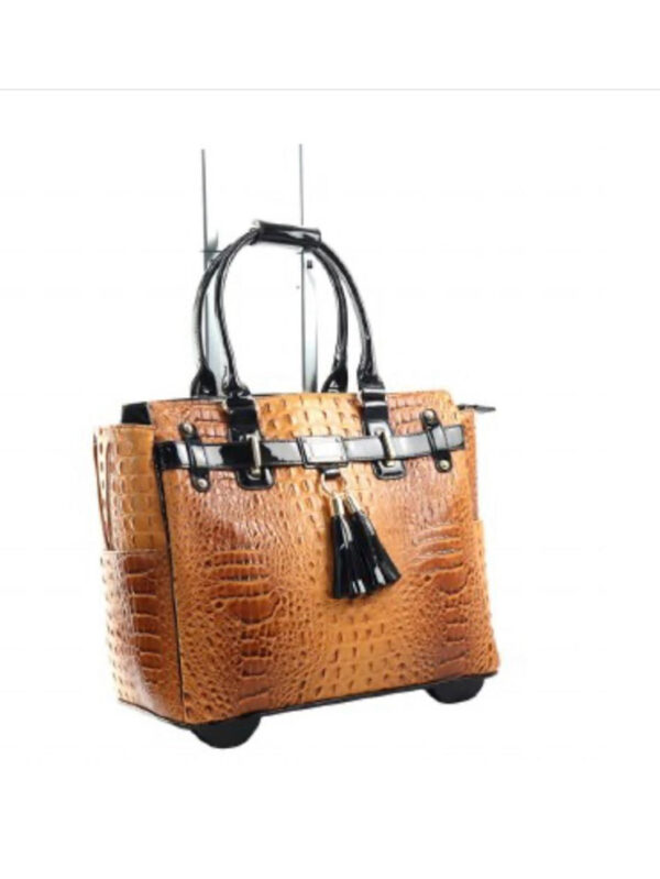 Faux Croc Rolling Luggage Set